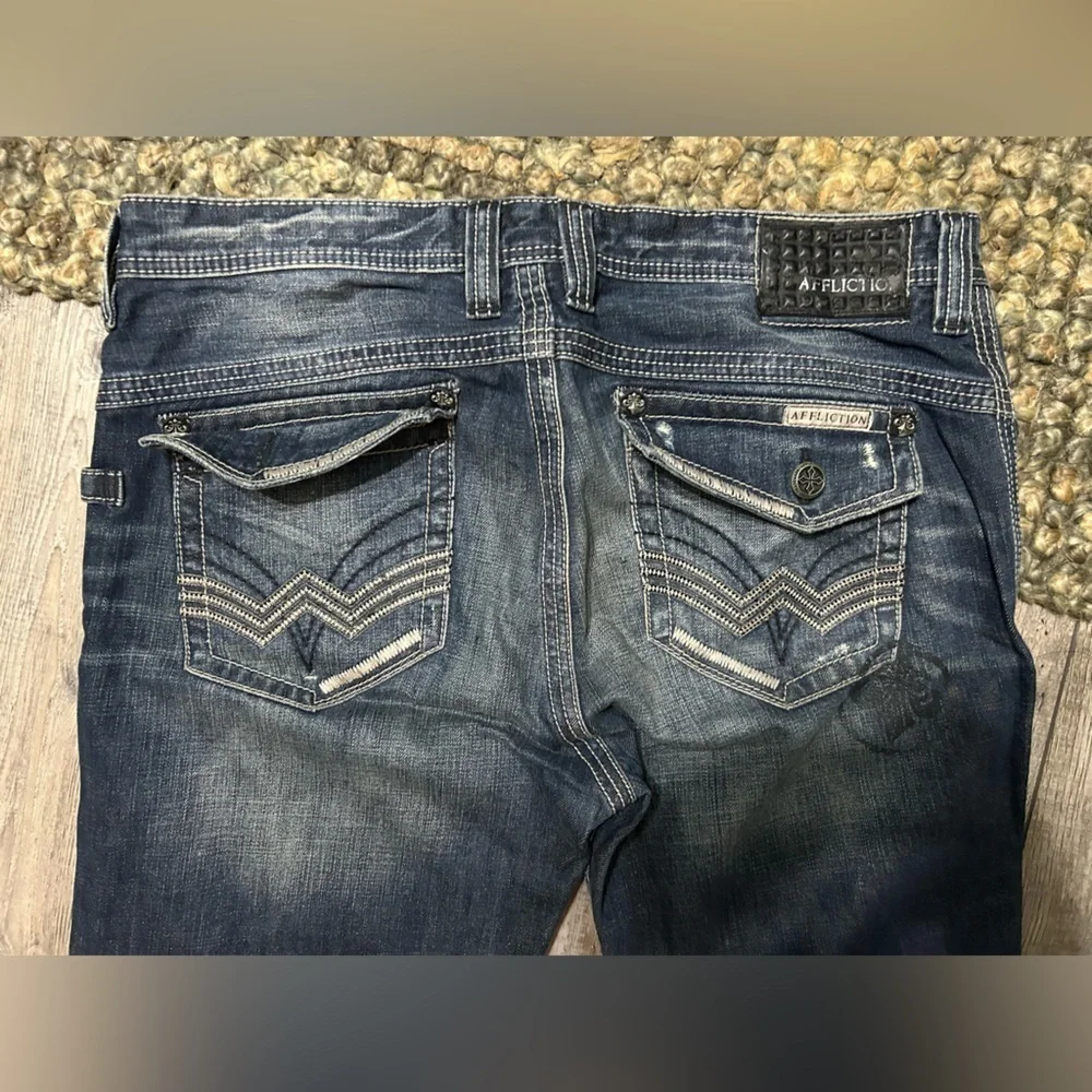 Affliction Black Premium Blake Relaxed straight Distressed Jeans Dark wash